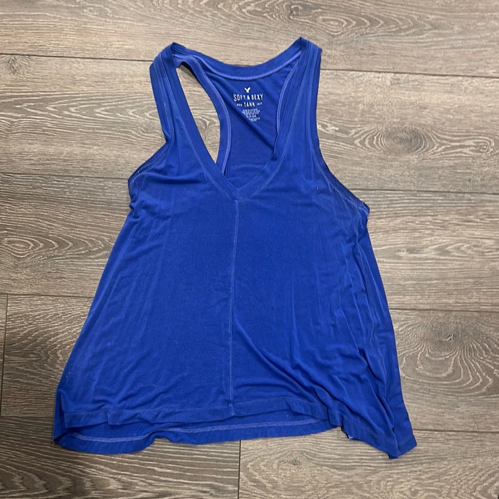 American Eagle Outfitters Blue Sleeveless Tank Top